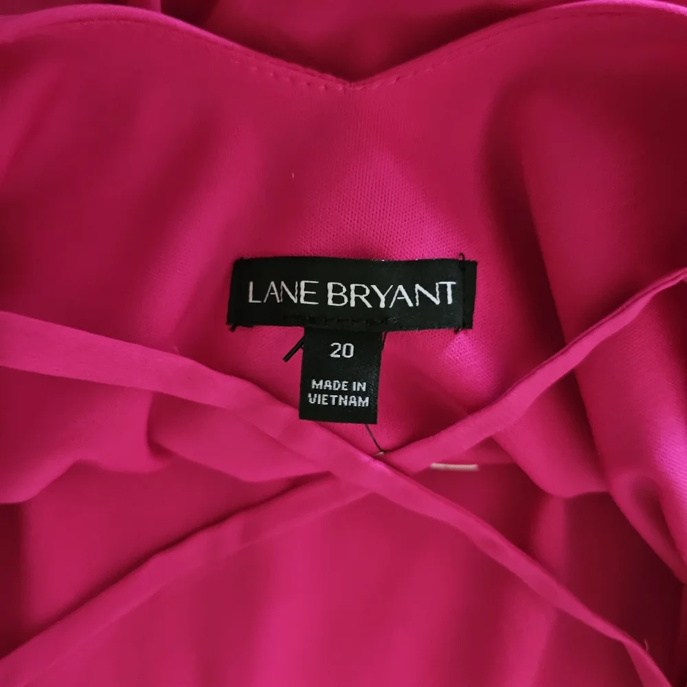 Lane Bryant cold shoulder dress sz 20 pink shark bite hem tie belt NWT - Picture 12 of 15